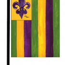 Striped Mardi Gras Fleur de Lis Garden Flag 8137GF