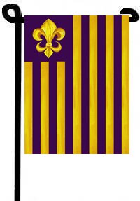 Striped Mardi Gras Puple Gold Fleur de Lis Garden Flag 8201GF