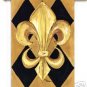 Black and Gold Fleur de Lis Canvas House Flag 8125CHF
