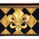 Black and Gold Fleur de Lis Wooden Business Card Holder 8125BCH