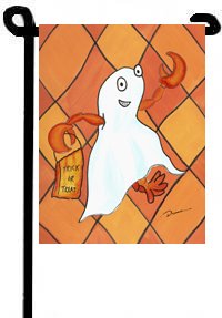 Crawfish dressed like a Halloween Ghost Garden Flag LD6161GF