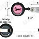 Pink Black Polka Dots Badge Reel Letter T CJ1001-T-BR