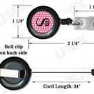Pink Black Polka Dots Badge Reel Letter S CJ1001-S-BR