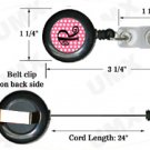 Pink Black Polka Dots Badge Reel Letter R CJ1001-R-BR