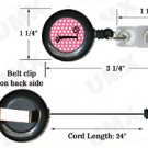 Pink Black Polka Dots Badge Reel Letter L CJ1001-L-BR