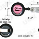 Pink Black Polka Dots Badge Reel Letter H CJ1001-H-BR