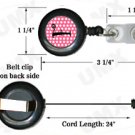 Pink Black Polka Dots Badge Reel Letter F CJ1001-F-BR