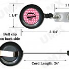 Pink Black Polka Dots Badge Reel Letter D CJ1001-D-BR