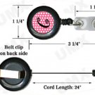 Pink Black Polka Dots Badge Reel Letter C CJ1001-C-BR