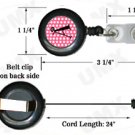Pink Black Polka Dots Badge Reel Letter A CJ1001-A-BR
