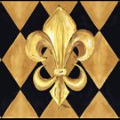 Black and Gold Fleur de Lis Indoor / Outdoor Floor Mat 24x36  8125-2436