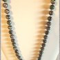Antique Cloisonne Necklace Black w Flowers Old Clasp