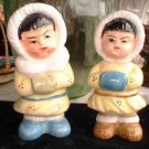 Vintage Japanese Eskimo Boy Girl Salt and Pepper Shakers 6315