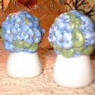 German Porcelain Violet Bouquet Salt and Pepper Set 6258