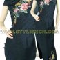 Chinese traditional embroider riches and honour penoy pattern silk long cheongsam qipao dress