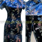 Chinese traditional dragon & phoenix pattern short cheongsam qipao dress.