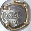 A Sea Salvaged Spanish Colonial Silver Cob In 14k Bezel