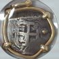 A Sea Salvaged Spanish Colonial Silver Cob In 14k Bezel