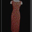 Long Floral Tank Dress Green Pink Red Roses Size 8 M