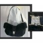 BATH AND BODY WORKS SMALL PURSE  BLACK FAUX FUR & SATIN