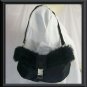 BATH AND BODY WORKS SMALL PURSE  BLACK FAUX FUR & SATIN