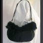 BATH AND BODY WORKS SMALL PURSE  BLACK FAUX FUR & SATIN