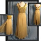 Long Formal Dress Gold Beaded Gown Goddess Vintage XL