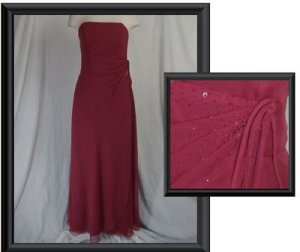 MORI LEE  DARK RED Long FORMAL PROM WRAP Dress   9 10 M