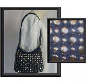 NINE WEST SMALL DENIM SILVER STUD STUDDED PURSE HANDBAG