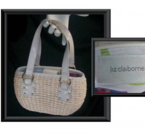 LIZ CLAIBORNE SPRING CORN HUSK STRAW TYPE PURSE HANDBAG