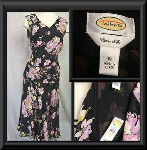 Sheer Floral TALBOTS Silk DROP WAIST Dress SIZE 10 NWT