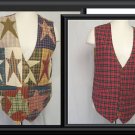 Womens XS S M STARS Plaid Reversible COUNTRY QUILT Vest