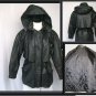 WOMENS M  BLACK FIRM LEATHER HOODED QUILTED WINTER COAT