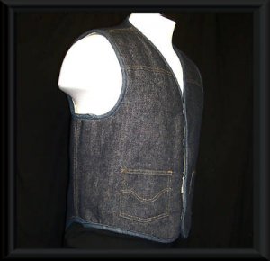 DENIM Sherpa JEANS JACKET VEST Vintage 60's MENS Sz M L