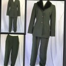 Women 8 S M EMMA JAMES GREEN FAUX FUR COLLAR PANTS SUIT