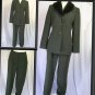 Women 8 S M EMMA JAMES GREEN FAUX FUR COLLAR PANTS SUIT