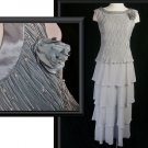 Vintage 80's PATRA LONG SILVER COCKTAIL EVENING Dress 8