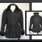 WOMENS 10 L    BLACK METROPOLITAN GRAY WOOL BELTED COAT