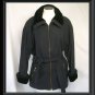 WOMENS 10 L    BLACK METROPOLITAN GRAY WOOL BELTED COAT