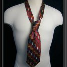 61.5 XL Mens FUSION Tie Burgundy Blue Gold Squares SILK