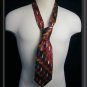 61.5 XL Mens FUSION Tie Burgundy Blue Gold Squares SILK