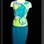 JOHN ROBERTS  10 L Bold ABSTRACT Teal Sheath Dress NEW