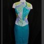 JOHN ROBERTS  10 L Bold ABSTRACT Teal Sheath Dress NEW