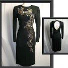 RICKI LANG Cocktail Dress Black Gold Beaded Size 4 XS S