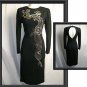 RICKI LANG Cocktail Dress Black Gold Beaded Size 4 XS S