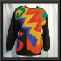 RAFAELLA Fuzzy Angora Wool Sweater BOLD Abstract Long M
