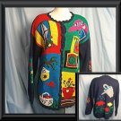 Womens Size M L Gardening Sweater Hand Knit Cardigan