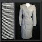 WOMENS M 10 VTG 80s BLAZER Skirt Suit Check BLACK WHITE