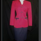 Womens 6 XS Petite Pink Blazer Navy KASPER Skirt Suit