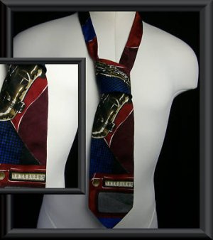 100% Silk Ted Lapidus Music Theme Tie Radio Saxophone
